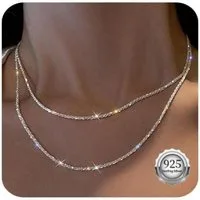 LuxusKollektion Silberkette Silber Layered Halsketten für Frauen