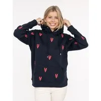 Zwillingsherz Kapuzensweatshirt Hummer-Stickerei, Kapuze, Kordelzug, Baumwollmix