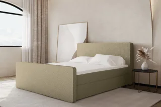 Boxspringbett Schlafzimmerbett CELES 180x200cm Stoff Ascot Champagner