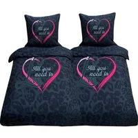 Visaggio Bettwäsche Mikrofaser 135x200 155x200 155x220 Bettbezug Herz Love, Microfaser, 4 teilig, Herz und Love modern