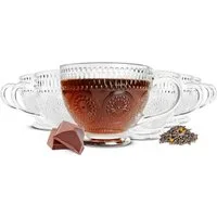 Sendez Cappuccinotasse mit Relief Kaffeegläser Teegläser Trinkgläser 430ml, 6-tlg., Glas