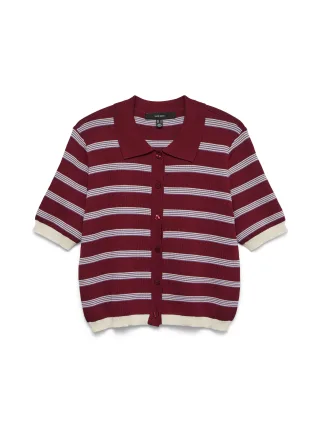 VERO MODA - VMMUSIC 2/4 POLONECK CARDIGAN Biking Red - Gr. - L