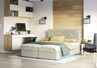 Boxspringbett Schlafzimmerbett MILTON 160x200cm Creme