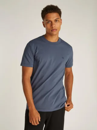 Calvin Klein - T-Shirt mit aufgesticktem Logo blau - Gr. - S