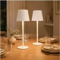 ZMH Tischleuchte LED 2er-Set Kabellos Touch Dimmbar USB-C Nachttisch Büro Schlafzimmer, LED fest integriert, 3000-6500K, 2W,Warmweiß-Neutralweiß-Kaltweiß,Akku 2600mAh