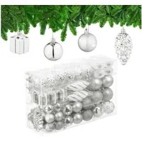 relaxdays Weihnachtsbaumkugel Weihnachtskugeln im 72er Set (72 St), silber