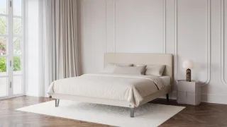 BRUNO Polsterbett 180x200cm in Beige | Matratzen-Härtegrad: Links H3 / Rechts H2 | inkl. Matratze, Lattenrost & Metallfüßen