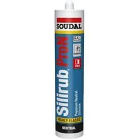 SOUDAL Silikon Soudal Silirub PRO N Silikon Dichtstoff Neutral - 300 ml, gebrauchsfertig, Neutraler Silikon Dichtstoff 300 ml – Transparent