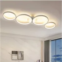 Nettlife LED Deckenleuchte 4 Flammig Wohnzimmer Deckenlampe Modern Warmweiß Ringoptik Schwarz, LED fest integriert, warmweiß, Wohnzimmmer,Schlafzimmer, Flur, Büro, Arbeitszimmer
