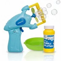 alldoro Seifenblasenpistole Seifenblasen-Kanone für Kinder, batteriebetrieben, mit Propeller, Inkl. 60 ml Seifenblasenflüssigkeit, hunderte Bubbles auf Knopfdruck