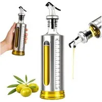 VERK GROUP Ölspender Olivenöl Dosierflasche 500 ml – Glas mit Edelstahl-Ausgießer
