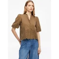 s.Oliver Kurzarmbluse Bluse Bluse mit Lochstickerei und Ballonärmeln