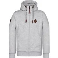 naketano Sweatjacke Herren mit Kapuze, breiter Stehkragen, melierte Sweatware, Kordelzug Eingrifftaschen, Rippbündchen, Kunstleder-Logo, casual, Streetwear