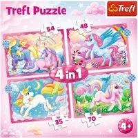 Trefl Puzzle Puzzle Einhörner und Magie 4in1 (35,48,54,70 Teile), Puzzleteile
