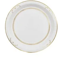 partydeco Teller, Pappteller 23cm mit Goldrand und Ornament 6er Set Weiß / Gold