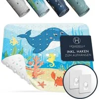 Homerella Duschmatte rutschfest Kinder - 100% BPA frei Inkl. 2 Haken zum Aufhängen 53x53cm, Antirutschmatte Dusche Baby hautintensiv & schimmelresistent, - Duscheinlage maschinenwaschbar