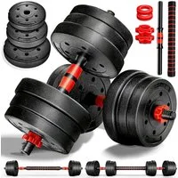 RE:SPORT Hantel-Set Hantelset verstellbar, Kurzhantel & Langhantel, Sternverschlüsse & Verbindungsrohr