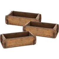Spetebo Holzkiste Ziegelform Holz Kiste 30 x 15 cm (Stück, 3 St., Holzkiste), Vintage Deko Kiste aus Altholz