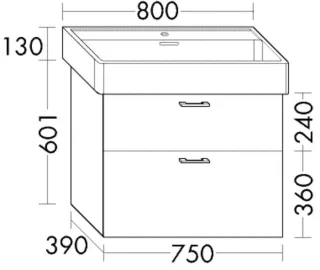 Burgbad Waschtischunterschrank Sys30 PG2 Echo 601x750x390 Tectona Dekor Zimt, WVZY075F3424 WVZY075F3424