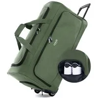 FERGÉ Reisetasche wasserabweisend Reisetasche mit Rollen groß Paris, Reisetasche mit Rollen und extra Schuhfach, Reisegepäck olive