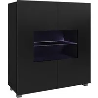 Lomadox Highboard CAIRNS-132, in schwarz Hochglanz, Modern, grifflos, LED-Beleuchtung