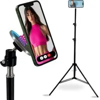 TronicXL Handy Stativ 210cm groß mit Magnet für Apple Magsafe iPhone Samsung Dreibeinstativ (Smartphone Tripod Kamerastativ hoch)