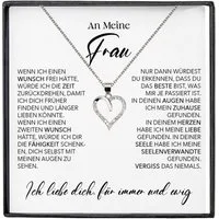 22Feels Schmuckset Ehefrau Hochzeitstag Valentinstag Ich Liebe Dich Geschenk Halskette (inkl. Geschenktasche, Karte(n), Poliertuch, Beutel), Echt-Silber 925/000, Karte Made In Germany