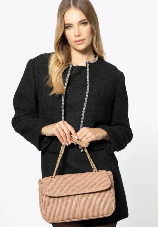 Wittchen Damen-Umhängetasche aus Kunstleder mit Kette, Beige