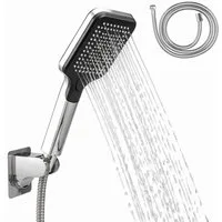 eluno Handbrause inkl. Brauseschlau und Wandhalterung, (3-tlg., Handbrause, Brauseschlauch, Wandhalterung), Wandhalterung zum Kleben