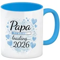 speecheese Tasse Papa loading... 2026 Kaffeebecher in hellblau für werdende Väter