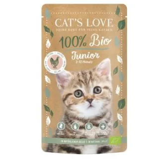 CAT'S LOVE Bio Nassfutter Katze Junior in Gelee Geflügel 24x100 g