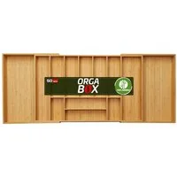 SO-TECH® Besteckeinsatz ORGA-BOX® III Universal Bambus Besteckkasten verstellbar (1 St), geölt, 11 - 13 Fächer, Breite 750 - 1180 x Tiefe 470 mm