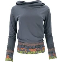 Guru-Shop Longsleeve Kapuzenshirt, Boho Patchwork Shirt mit.. alternative Bekleidung