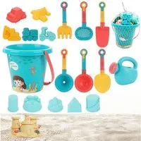 FOUORTUNATE-BEE Sandform-Set 18-teiliges Strandspielzeug Set Kinder mit Eimer Schaufeln Formen, Für Strand Sandkasten Garten Urlaub Jungen und Mädchen Spiel