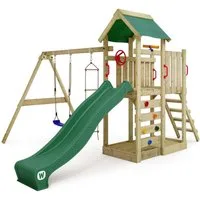Wickey Spielturm MultiFlyer mit Schaukel & Rutsche und Kletterleiter, 10-Jahre Garantie*, Integrierter Sandkasten, Klettersteine