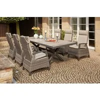 Siena Garden Garten-Essgruppe Corido, (7-tlg., 6 Sessel: 72x61x109 cm, Tisch Sincro: 200/260x100x77 cm,inkl. Auflagen), Aluminium, verstellbar, ausziehbar, geeignet für 6 bis 8 Personen