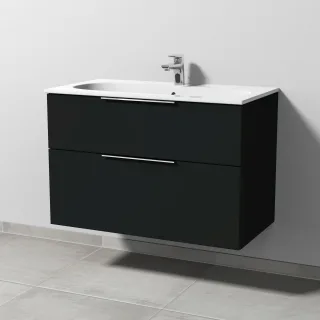 Sanipa 3way Waschtischunterbau zu Geberit Acanto Slim Waschtisch mit 2 Auszügen, Vulkan-Matt UP4121V