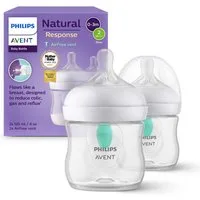 Philips AVENT Babyflasche Natural Response Babyflasche, mit Air-Free Ventil, 2er-Pack, langsame Durchflussrate