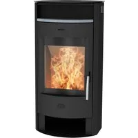 Fireplace Kaminofen »MAIA Stahl«, Exklusiv, Lieferung bis ins Wohnzimmer, 6,2 kW, Zeitbrand, Große Sichtscheibe, mit Gratis Naturstein im Teefach