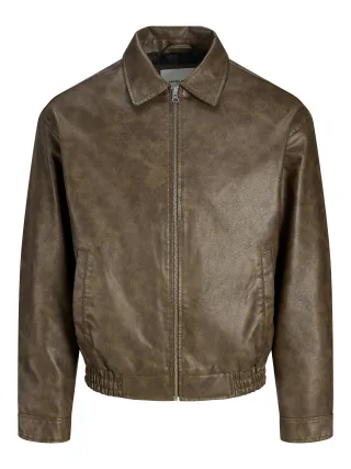 JACK&JONES - JJLEON PU BOMBER Chocolate Brown - Gr. - L