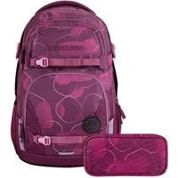 coocazoo Schulranzen Schulrucksack-Set PORTER Berry Bubbles 2-teilig (2-teilig), ergonomisch, Körpergröße: 135 - 180 cm, Easy-Grow-System
