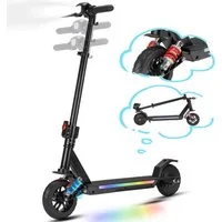Vankel Elektro-Kinderroller ab 10 Jahren, klappbar, EBS+Fußbremse, farbiger Beleuchtung, mit Haken, 14km/h, E-Scooter für Kinder, 10-15km, höhenverstellbar
