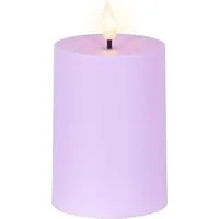 Lumineo LED-Kerze, Solar LED Kerze 7x10cm Outdoor Kunststoff Helllila / Warmweiß