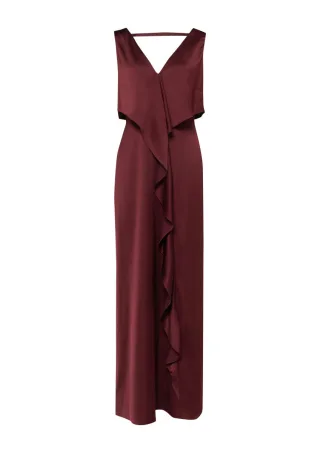 comma - Elegantes Maxikleid mit V-Ausschnitt und Volants von comma rot - Gr. - 36