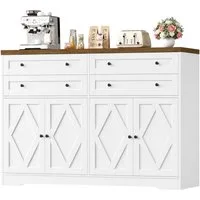 HOMECHO Sideboard, 132,7 cm Breit Küchenschrank mit 4 Schubladen 4 Türen