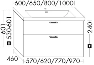 Burgbad WTU.-Schr. Sys30 PG2 Echo 601x970x460 Eiche Dekor Rost, WYLG097F6327 WYLG097F6327