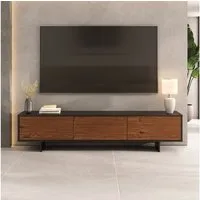 IDIMEX Lowboard ARTO, Niedriges Sideboard 185 cm Massivholz Fronten Schwarz/Kastanie Finish