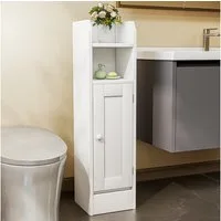 oyajia Badkommode Badezimmerschrank Badschrank schmal mit Tür (für kleine Räume), Höhenverstellbaren Einlegeböden