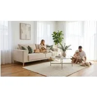 OTTO home 3-Sitzer Oland Skandi, weicher Chenille-Stoff, 224 cm, Wellenunterfederung, Skandi-Design, Massivholzfüße