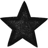 maDDma Aufnäher 3 Glitzer Stern Aufbügler 65mm Aufnäher Applikationen, Polyester, Polyethylen Schicht, (3 er Paket, 1-tlg), schwarz